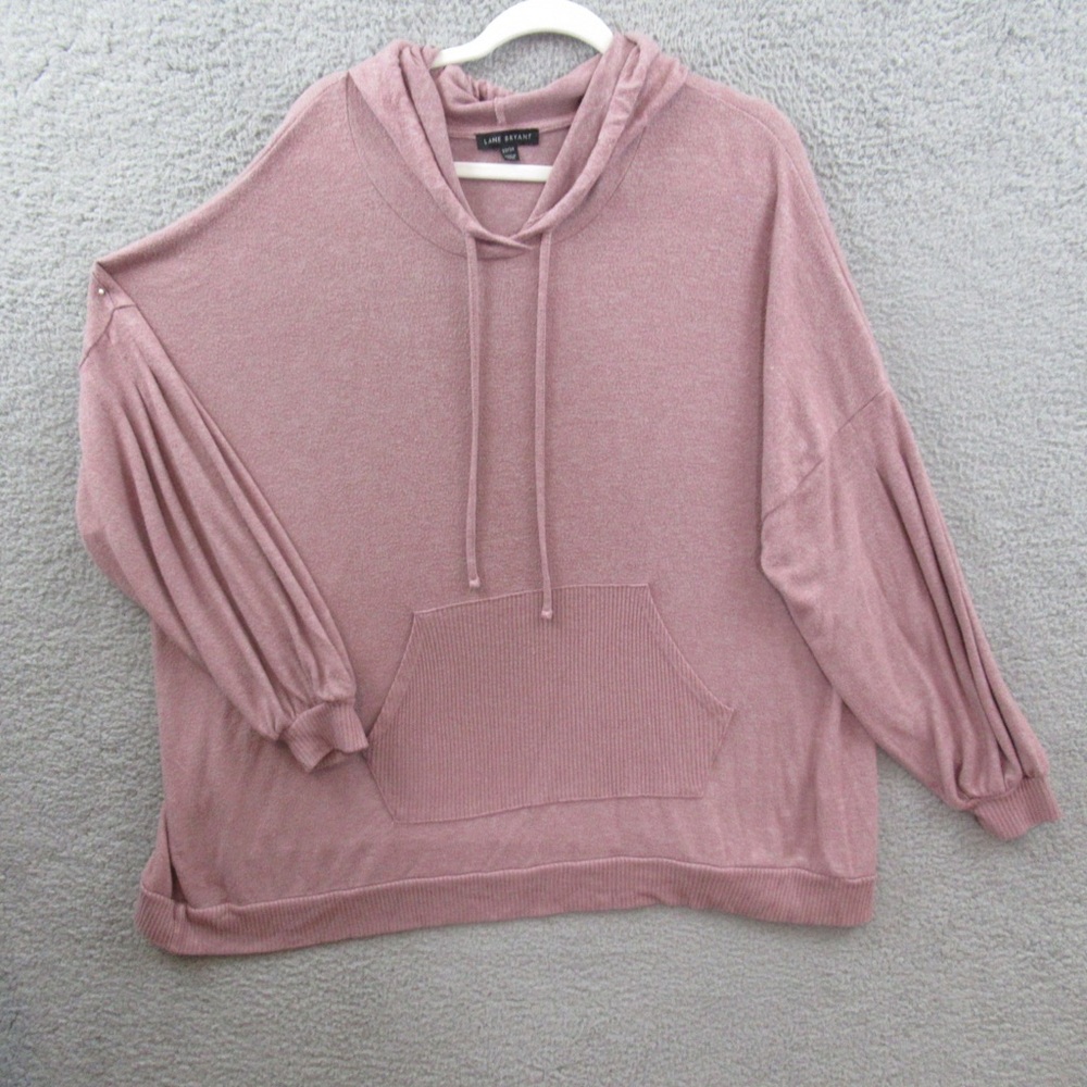 Lane Bryant Womens Sweater Size 22/24 Mauve Pink Funnel Neck Pocket Stretch